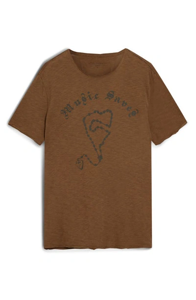 Shop John Varvatos Raw Edge Music Saves Graphic T-shirt In Nutmeg