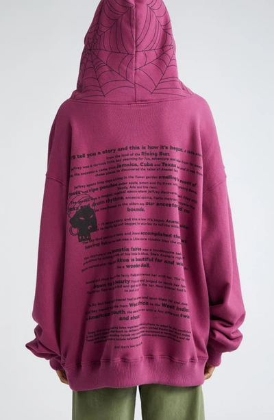 Shop House Of Aama Anansi Is King Cotton Graphic Hoodie In Maroon