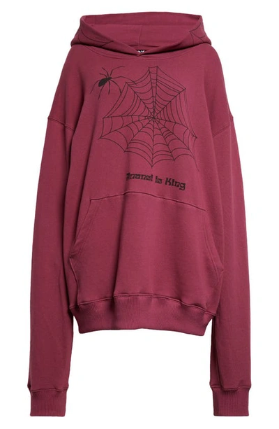 Shop House Of Aama Anansi Is King Cotton Graphic Hoodie In Maroon
