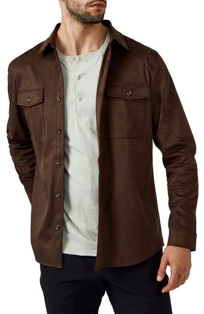 Shop 7 Diamonds Country Road Faux Suede Shirt Jacket In Cacao