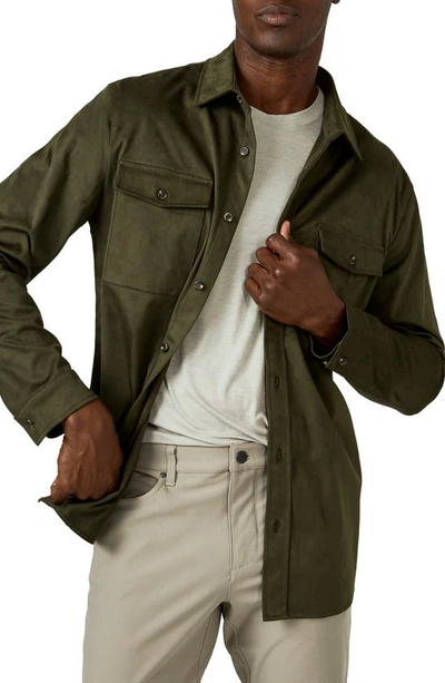 Shop 7 Diamonds Country Road Faux Suede Shirt Jacket In Olive