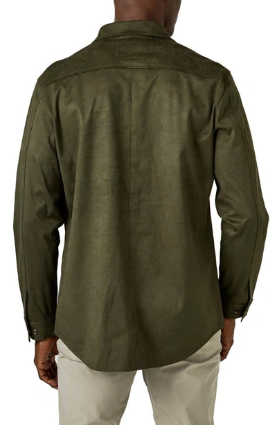 Shop 7 Diamonds Country Road Faux Suede Shirt Jacket In Olive
