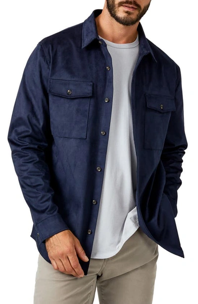 Shop 7 Diamonds Country Road Faux Suede Shirt Jacket In Navy