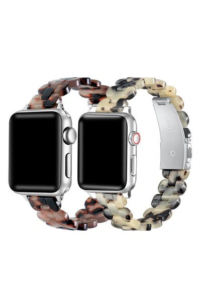 Shop The Posh Tech 2-pack Resin Apple Watch® Watchbands In Chocolate/ Light Tortoise