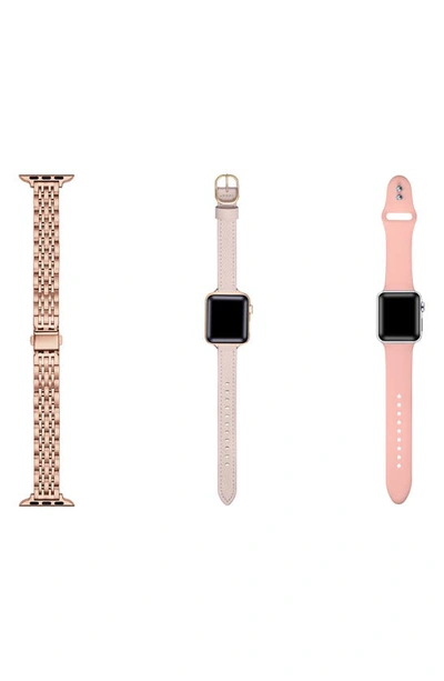 Shop The Posh Tech Assorted 3-pack Apple Watch® Watchbands In Rose Gold/ Light Pink