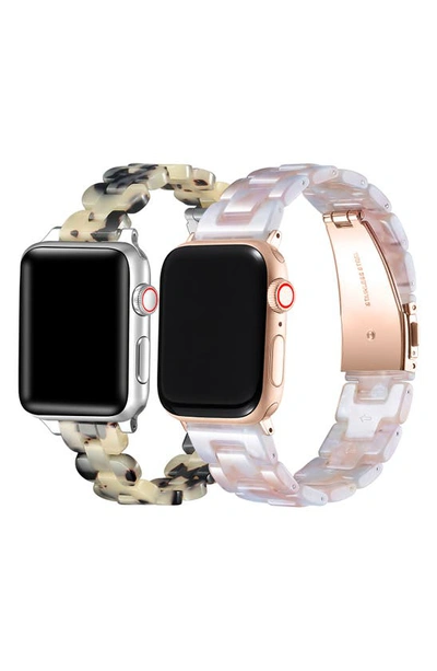 Shop The Posh Tech 2-pack Resin Apple Watch® Watchbands In Light Natural Tortoise/ Blush