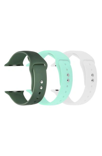 The Posh Tech Assorted 3-pack Silicone Apple Watch® Watchbands In Green/ Mint/ White