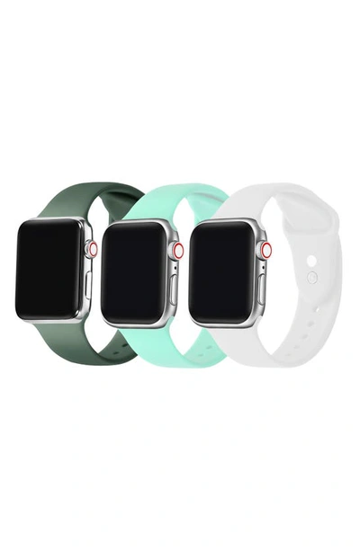 The Posh Tech Assorted 3-pack Silicone Apple Watch® Watchbands In Green/ Mint/ White