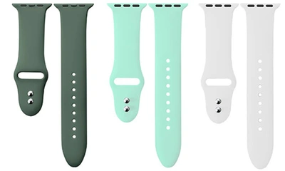 The Posh Tech Assorted 3-pack Silicone Apple Watch® Watchbands In Green/ Mint/ White