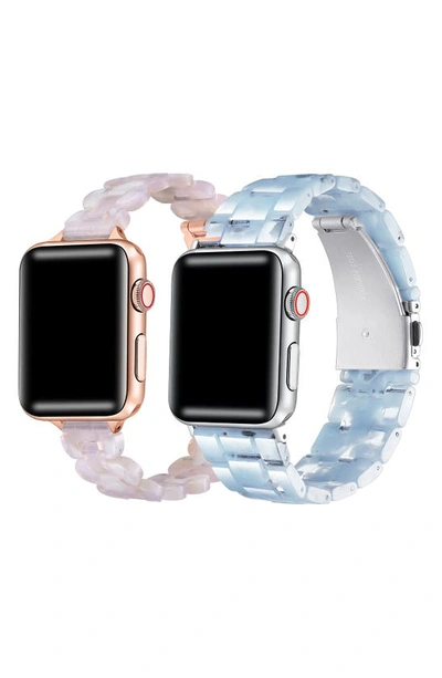 Shop The Posh Tech Assorted 2-pack Apple Watch® Watchbands In Blush Tortoise/ Blue