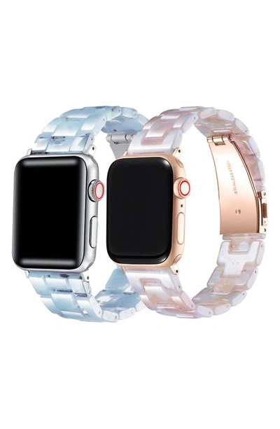 Shop The Posh Tech Set Of 2 Apple Watch Bands In Blue/ Blush Tortoise