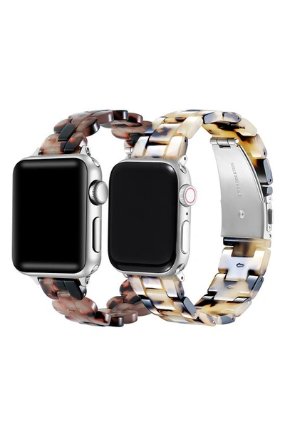 Shop The Posh Tech 2-pack Resin Apple Watch® Watchbands In Dark Tortoise/ Light Tortoise