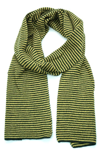 Shop Portolano Ministripe Rib Scarf In Forest/ Mustard