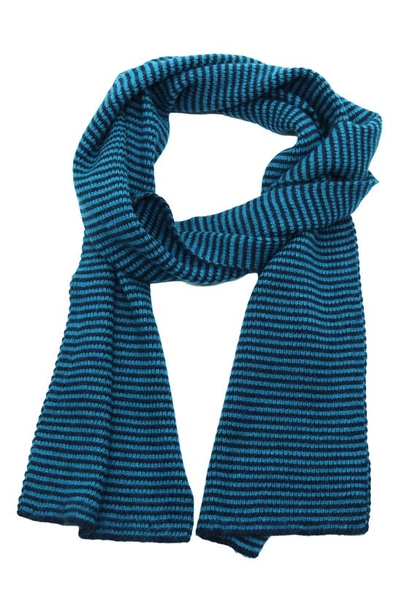 Shop Portolano Ministripe Rib Scarf In Navy/ Teal