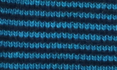 Portolano Ministripe Rib Scarf In Navy/ Teal