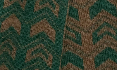 Shop Portolano Jacquard Knit Scarf In Green/ Walnut