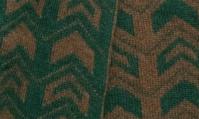 Portolano Jacquard Knit Scarf In Green/ Walnut