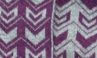 Shop Portolano Jacquard Knit Scarf In Prune/ Heather Grey