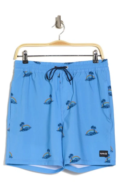 Shop Hurley Cannonball Pride 17" Volley Swim Trunks In Unity Blue