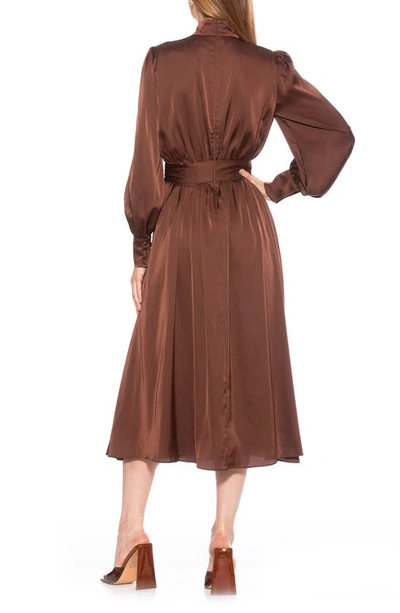 Shop Alexia Admor Safiya Long Sleeve Belted Fit & Flare Dress In Brown