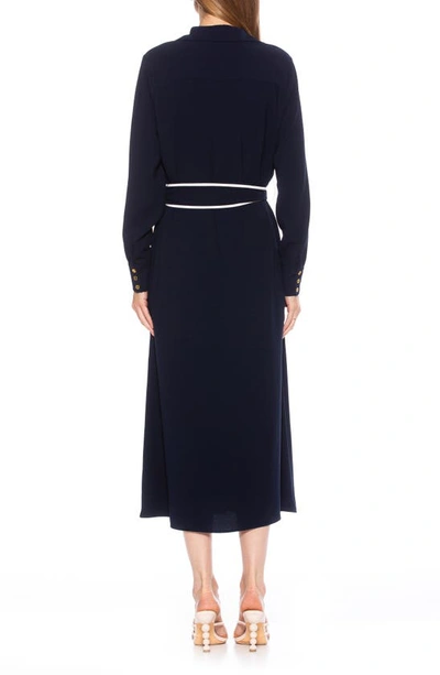 Alexia Admor Halima Long Sleeve Maxi Shirtdress In Navy