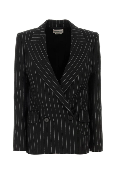 Shop Alexander Mcqueen Jackets And Vests In Blackivory