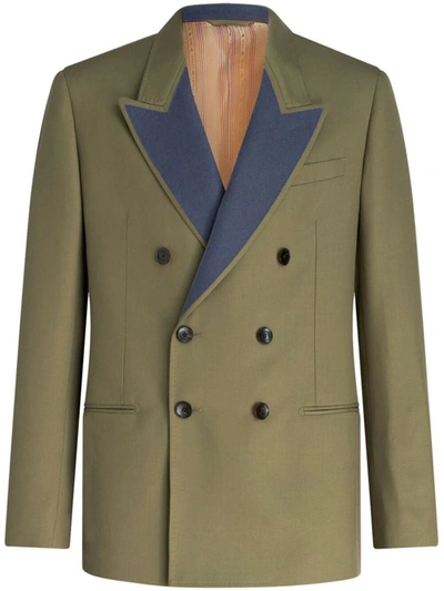 Shop Etro Double Breasted Jacket Clothing In Green