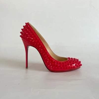 Pre-owned Christian Louboutin Red Spike Pumps, 39
