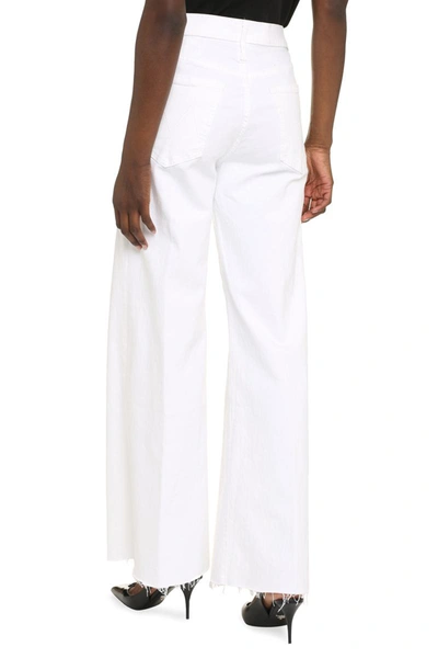 Shop Mother The Tomcat Roller Fray Wide Jeans In White