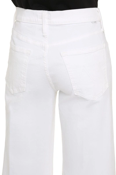 Shop Mother The Tomcat Roller Fray Wide Jeans In White
