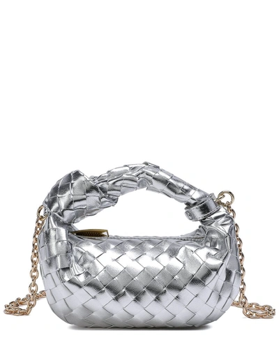 Shop Tiffany & Fred Woven Leather Knot Handle Crossbody In Silver