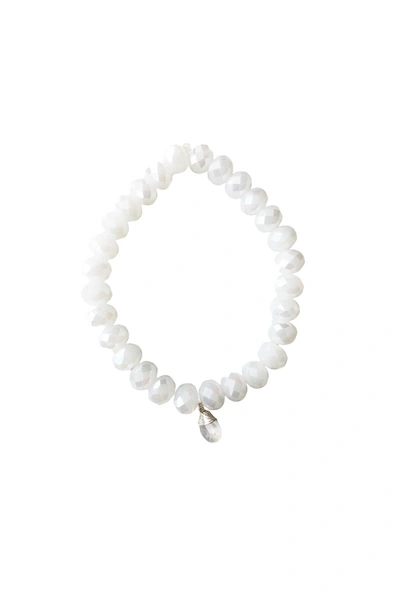 Shop A Blonde And Her Bag Stretch Wrap Bracelet In Moonstone Crystal With Sterling Silver Wrapped Moonstone