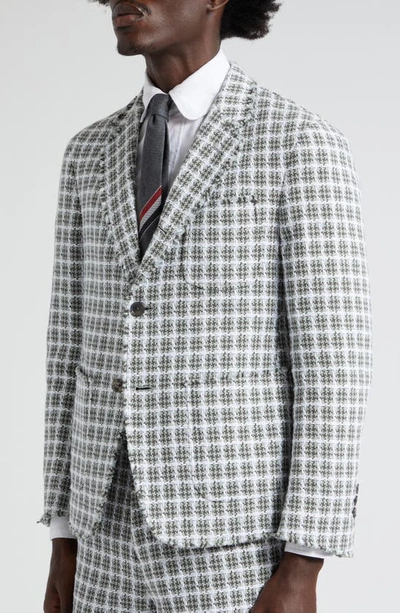 Shop Thom Browne Unconstructed Fit Fray Edge Plaid Sport Coat In Medium Grey