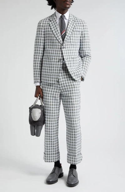 Thom Browne Fit 2 Fray Edge Plaid Tweed Trousers In Medium Grey
