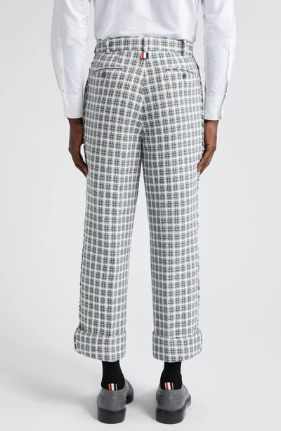 Thom Browne Fit 2 Fray Edge Plaid Tweed Trousers In Medium Grey
