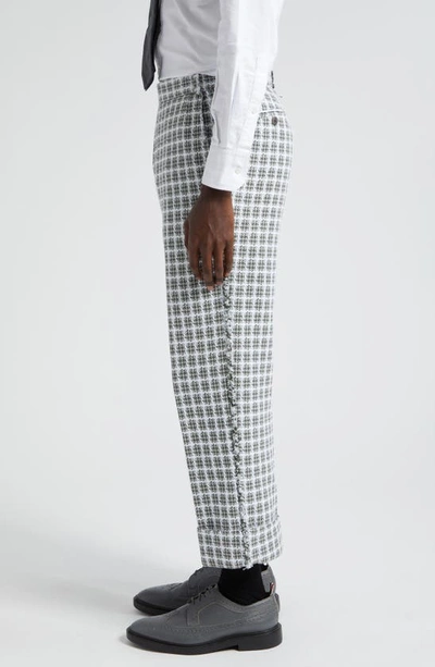 Thom Browne Fit 2 Fray Edge Plaid Tweed Trousers In Medium Grey