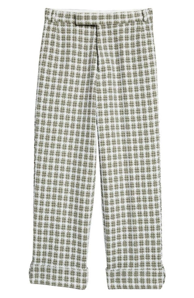 Thom Browne Fit 2 Fray Edge Plaid Tweed Trousers In Medium Grey