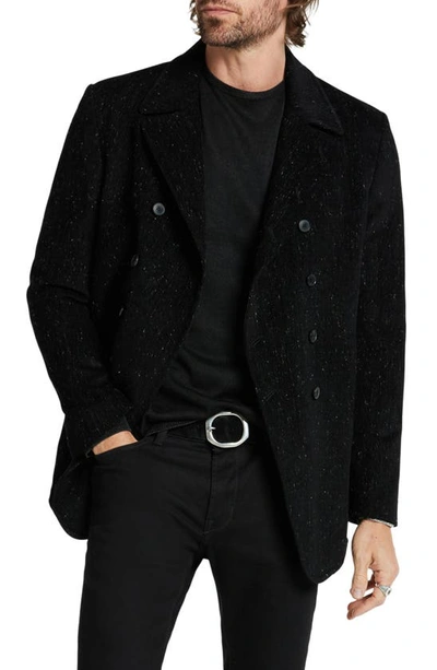 Shop John Varvatos Hart Double Breasted Peacoat In Black