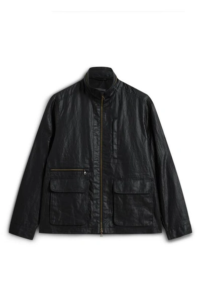 Shop John Varvatos Irving Coated Linen Jacket In Black