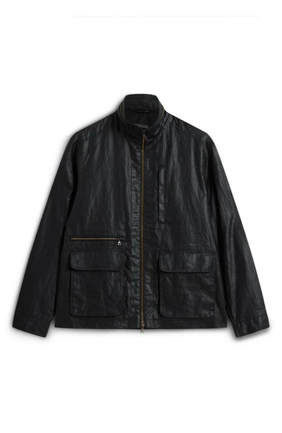 John Varvatos Irving Coated Linen Jacket In Black