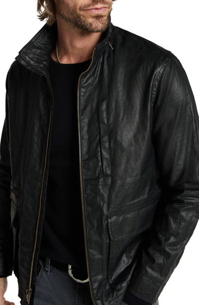 John Varvatos Irving Coated Linen Jacket In Black