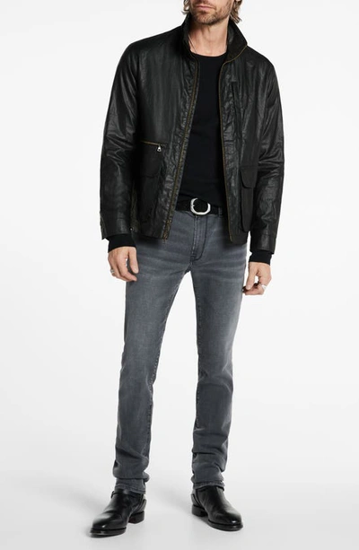 John Varvatos Irving Coated Linen Jacket In Black