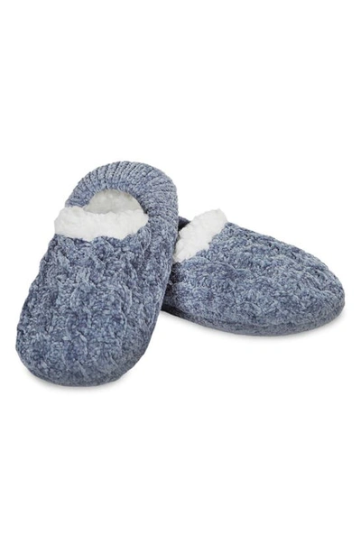 Memoi Cable Chenille Fleece Lined Slipper Socks In Denim