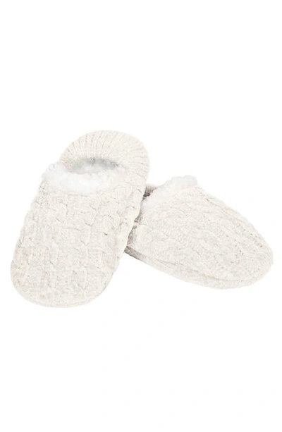 Memoi Cable Chenille Fleece Lined Slipper Socks In Ivory