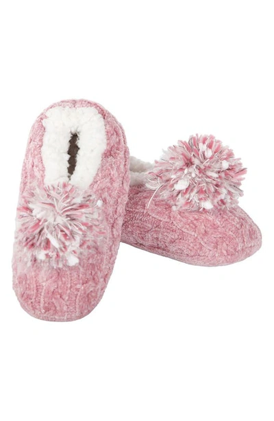 Memoi Cable Chenille Slipper Socks In Pink