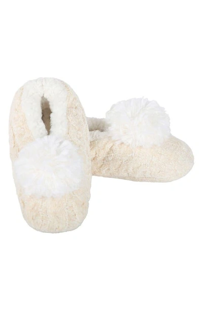 Memoi Cable Chenille Slipper Socks In Ivory