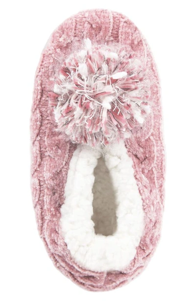 Memoi Cable Chenille Slipper Socks In Pink