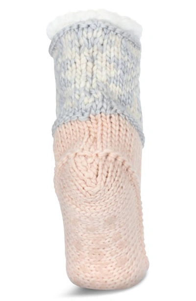 Memoi Snowflake Border Faux Shearling Slipper Socks In Blush