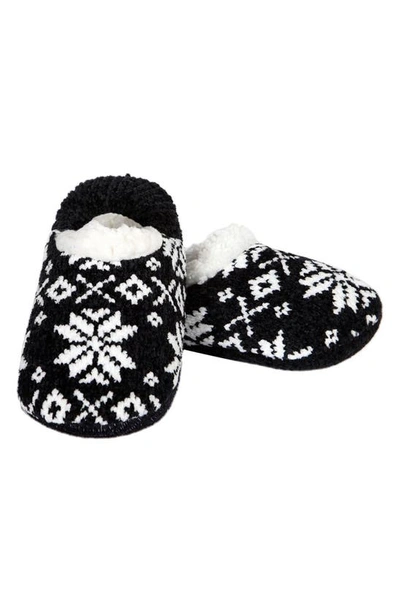 Memoi Xoxo Nordic Pattern Fleece Lined Slipper Socks In Black
