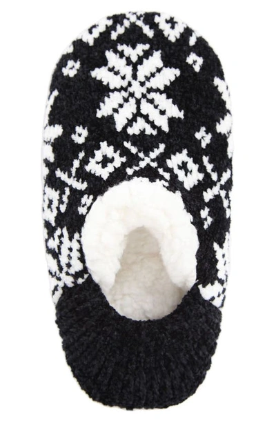 Memoi Xoxo Nordic Pattern Fleece Lined Slipper Socks In Black